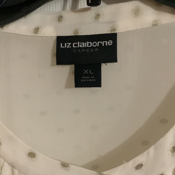 Women’s Cream W Gold Dot Button Down Blouse Size XL - Picture 2 of 3